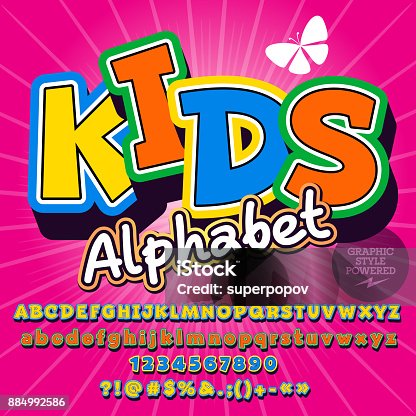 istock Colorful Kids vector set of Alphabet 884992586