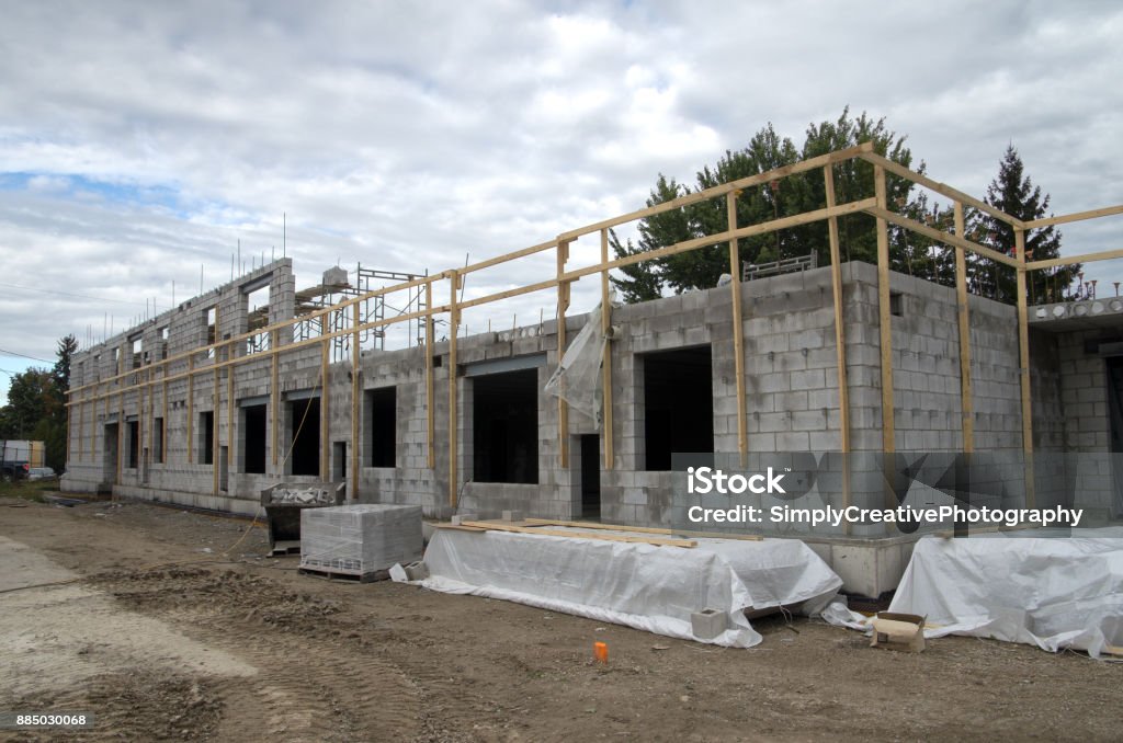 Temporary Railing On Building Temporary Construction Railing Stock Photo - Download Image Now ...