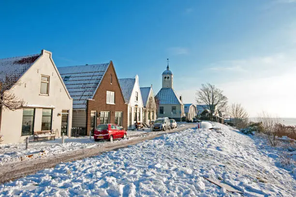 Photo of Snowy Durgerdam in winter in the Netherlands