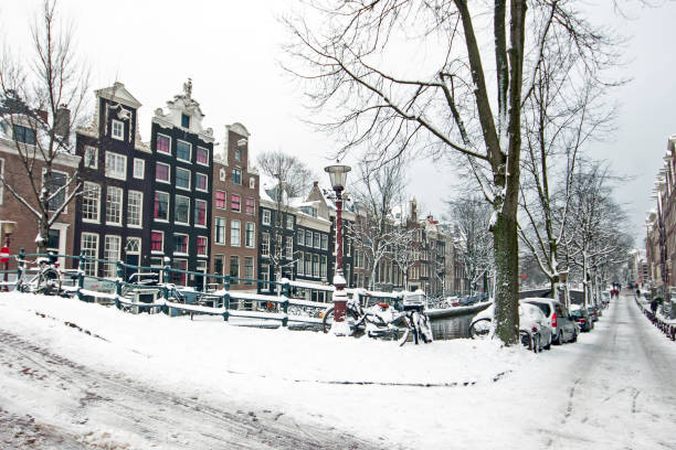 istock Winter in snowy Amsterdam in the Netherlands 885033334