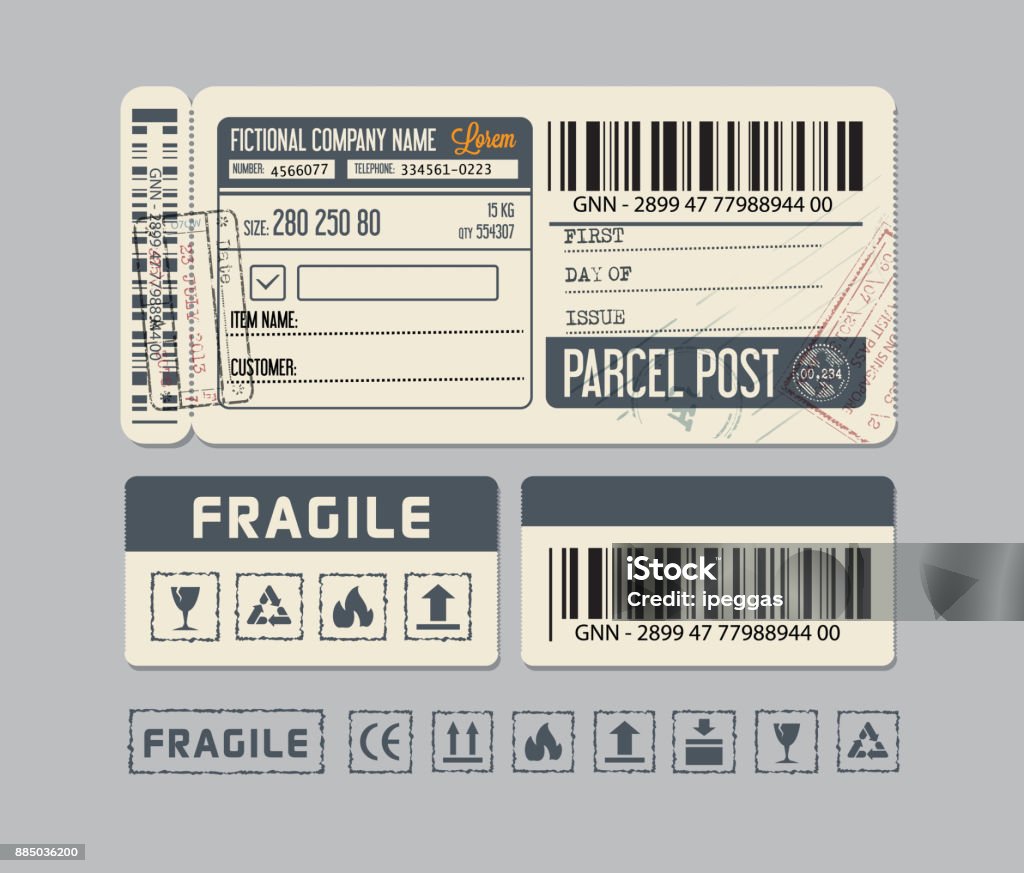 Packaging Labels. Sticker for Parcel post or Packaging Label stock vector