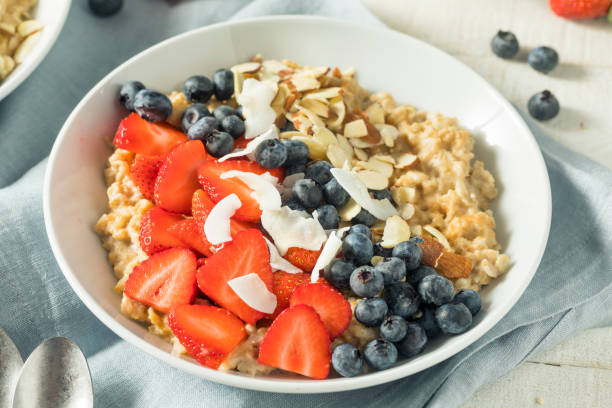 istock Healthy Fresh Oatmeal with Strawberries 885041756