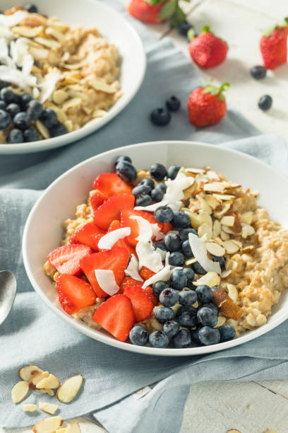 istock Healthy Fresh Oatmeal with Strawberries 885044268