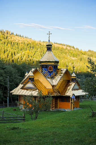 Wooden Orthodox Church in the village of Dzembronya, Ivano-Frankivsk region, Ukraine