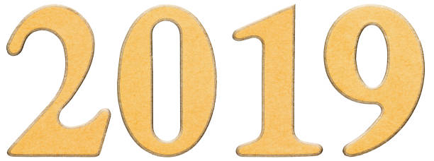 istock Numeral 2019 from cardboard, isolated on white background 885093200