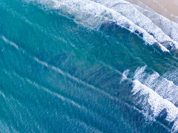 istock Aerial View looking down on a Welsh Beach in the UK. 885102456
