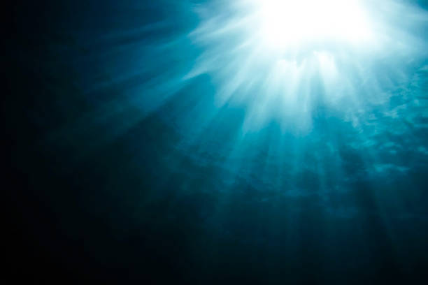 istock Muted Sun Beams Penetrate Deep Blue Ocean 885109840