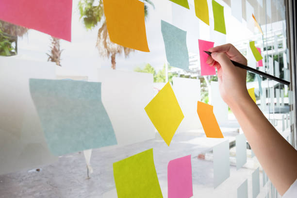 istock business people post it notes in glass wall at meeting room,  teamwork concept, Planning concept 885114794