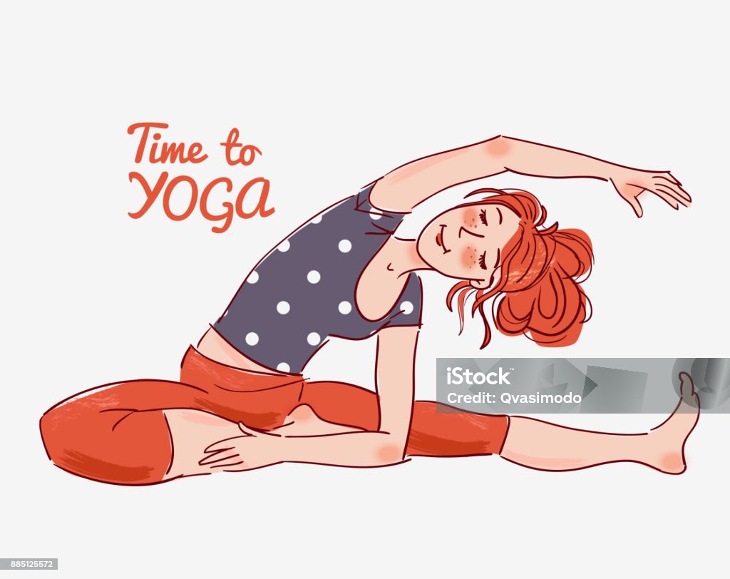 Cute, young woman practicing yoga Adult stock vector