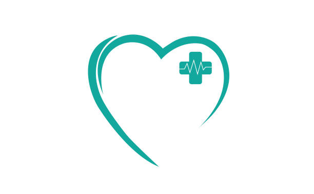 Vector illustrator Beautiful medical symbol in teal color including plus patient patterns stock illustrations