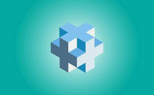 Vector illustrator 3D plus symbol with beautiful color effects digital health logo stock illustrations