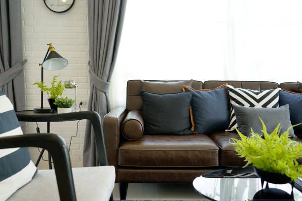 istock leather sofa and cushion in living room 885168558