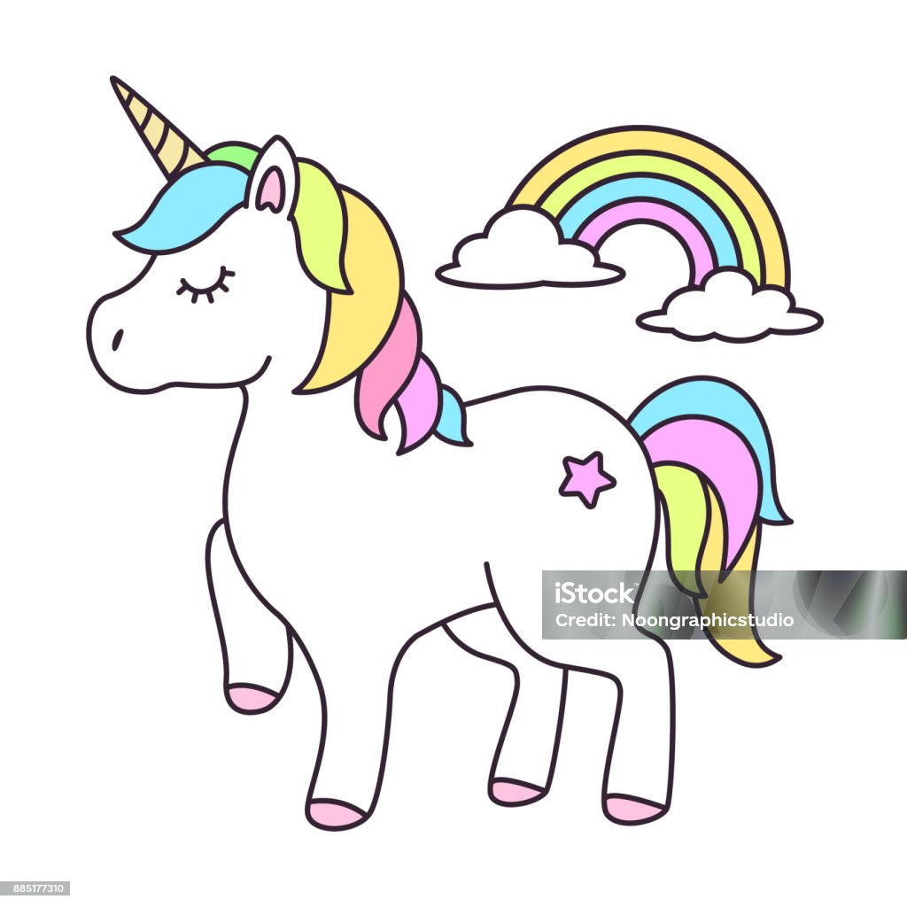 Vector de dibujos animados lindo unicornio - arte vectorial de Unicornio libre de derechos