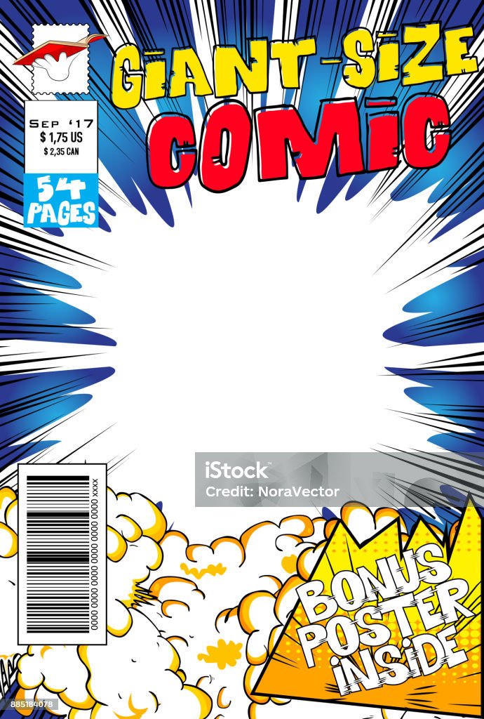 Comic book cover. Editable comic book cover with blank explosion background. Comic Book stock vector