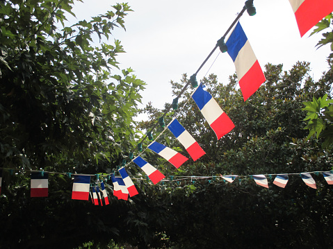 French flag  Garland of pennants  Feast of July 14  Paris-France