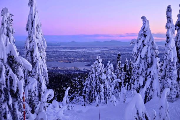 istock Vancouver skyline in winter from Cypress Mountain ski run. 885184562