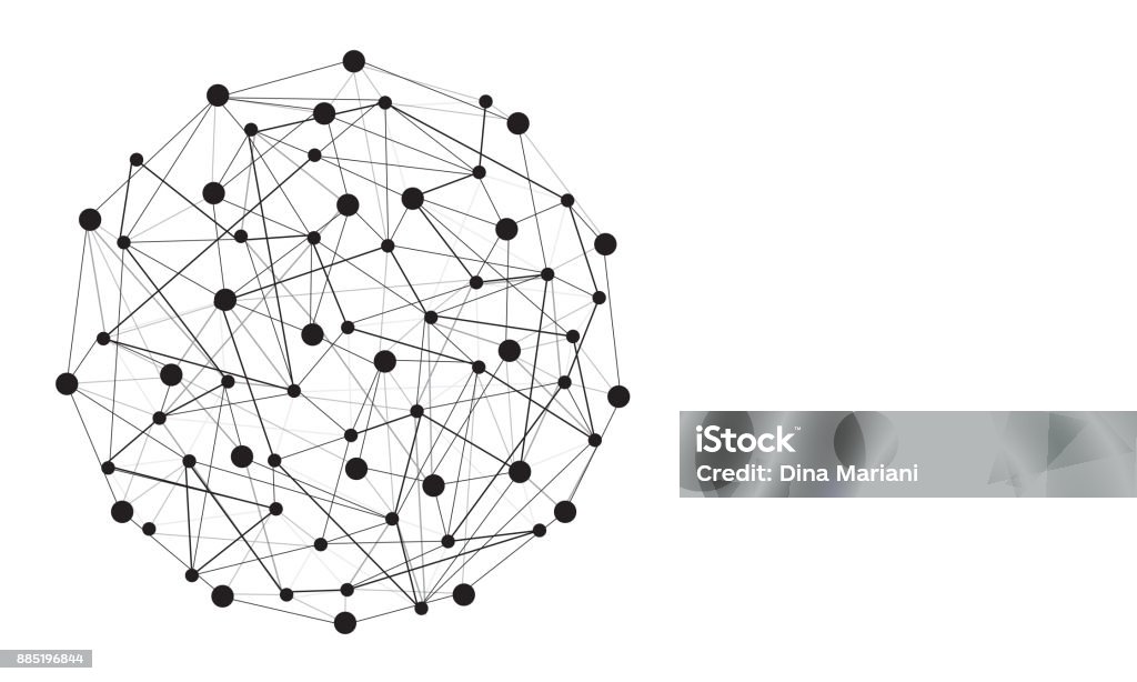 Abstract Lines and Dots of Global Connections Vector illustration of abstract lines and dots of global connection links in black and white Connection stock vector