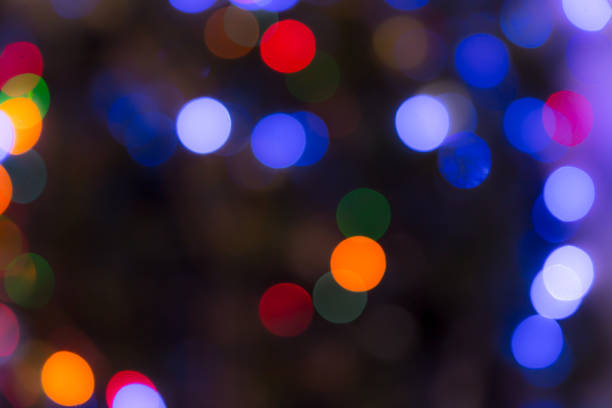istock Christmas abstract blurred background. Multi-colored lights. Unfocused image. Christmas tree garland in a blur 885202440