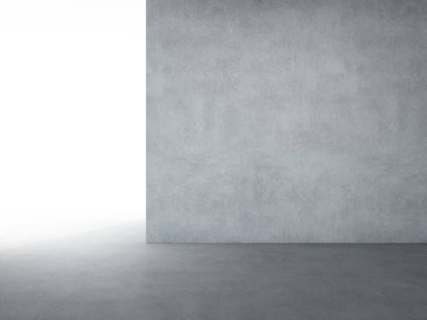 istock Hall or showroom with empty dark concrete floor and gray wall background in modern loft design - Abstract interior 3d illustration 885209736
