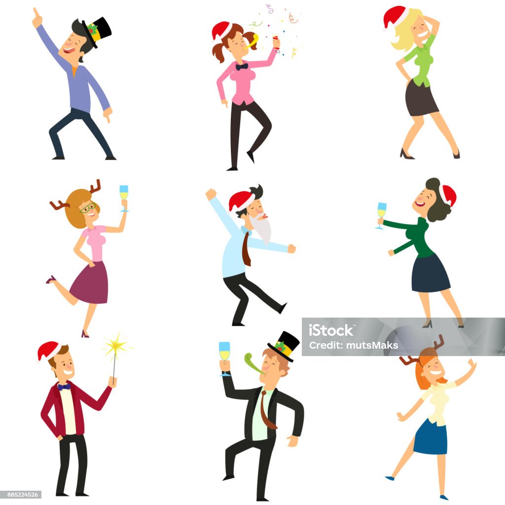 Funny Business People Drinking Dancing And Having Fun Stock Illustration -  Download Image Now - iStock