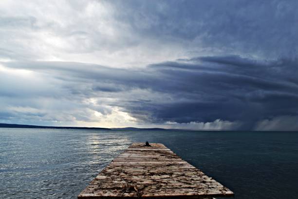 istock Sea and sky at thunder stormy day 885224576