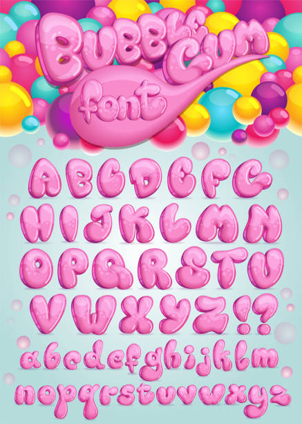 ilustrações de stock, clip art, desenhos animados e ícones de font bubble gum - inflating