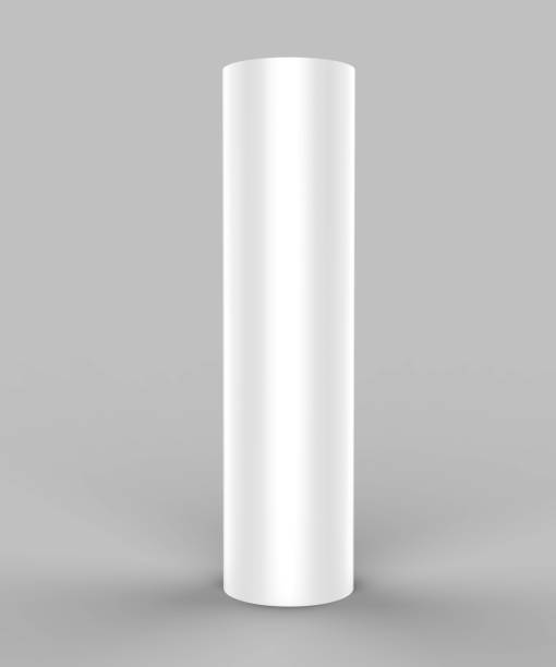 istock Round Expand Tower three panels Graphic panels Pop Up Display or totem banner stand. 3d render illustration. 885237770
