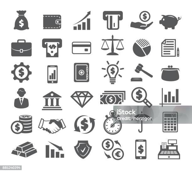 Finance Icons On White Stock Illustration - Download Image Now - Icon Symbol, Banking, Finance