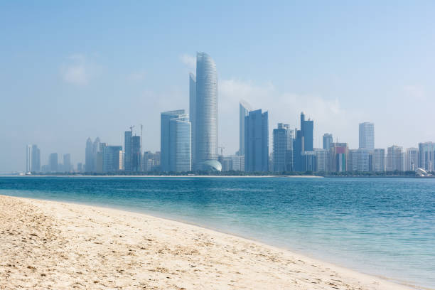 istock View to Abu Dhabi skyline from the beach, United Arab Emirates 885258916
