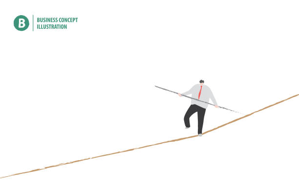 istock Businessman in equilibrium on the rope on white background illustration vector. Business concept. 885265870