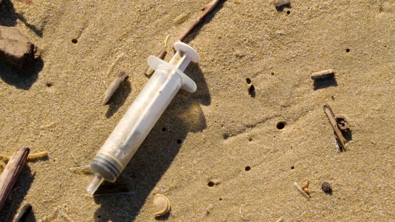 An injection for drugs in the sea shore