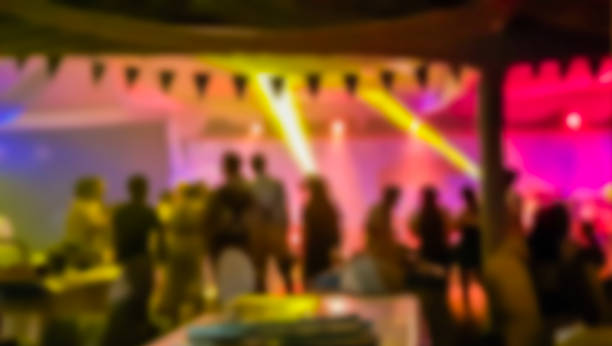 istock Abstract blurred night party with light concert in Blur background concept idea 885266140