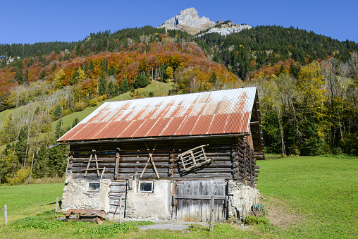 Rural autumn landscape at the village of Engelberg on Switzerland
