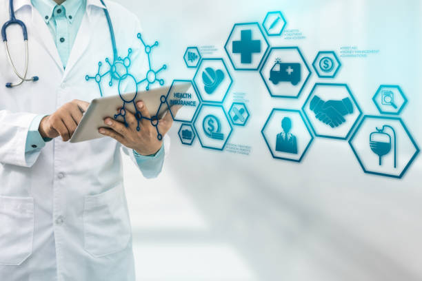 istock Doctor with Health Insurance Modern Interface Icon 885314634