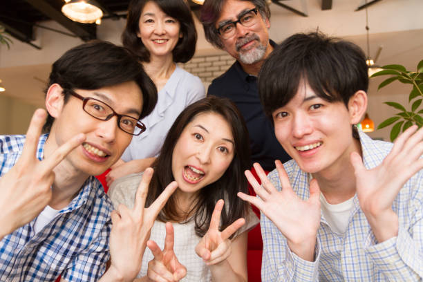 日本の家族写真、selfie - 記念写真 ストックフォトと画像