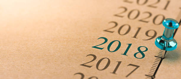 istock Year 2018, Two Thousand Eighteen on a timeline. 885346040
