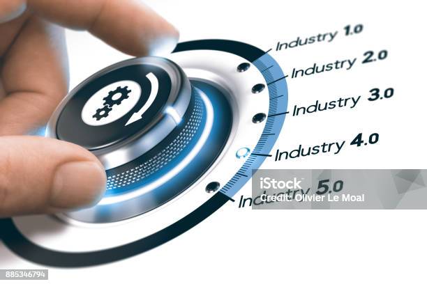 Industry 40 Next Industrial Revolution Stock Photo - Download Image Now - Computer-Aided Manufacturing, Change, Knob