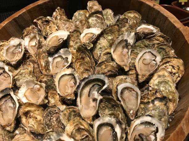 istock oyster seafood in wooden box 885347336