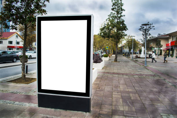 istock vertical blank billboard on the city street 885347578