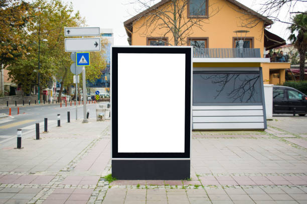 istock vertical blank billboard on the city street 885347582