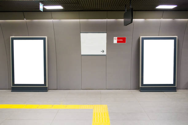 istock two big vertical portrait orientation blank billboard on modern white wall with subway concourse 885347608