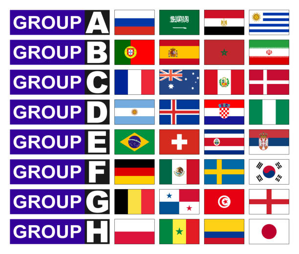 flagi grup piłkarskich - england senegal stock illustrations
