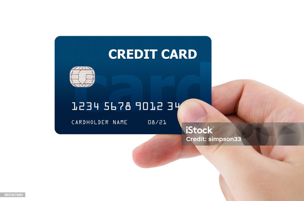 Mão segurando o cartão de plástico - Foto de stock de Cartão de crédito royalty-free