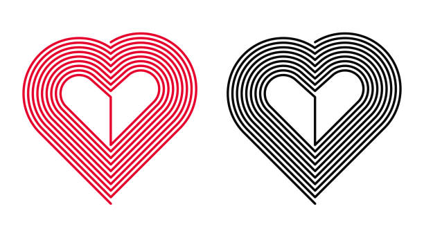 illustrations, cliparts, dessins animés et icônes de vector coeur rouge et noir - heart shape valentines day love backgrounds