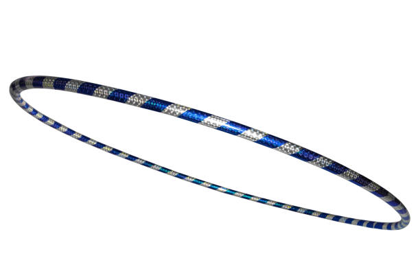 la plata de hula hoop con azul. aislado sobre fondo blanco - hooping fotografías e imágenes de stock