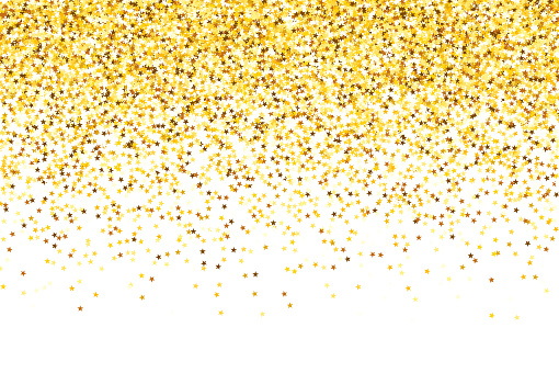 Gold colored vector stars illustrating a glitter gradient texture background