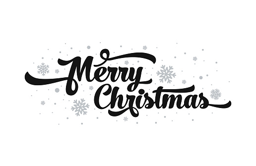 Vector text on white background. Merry Christmas lettering for invitation and greeting card, prints and posters. Hand drawn inscription, calligraphic design