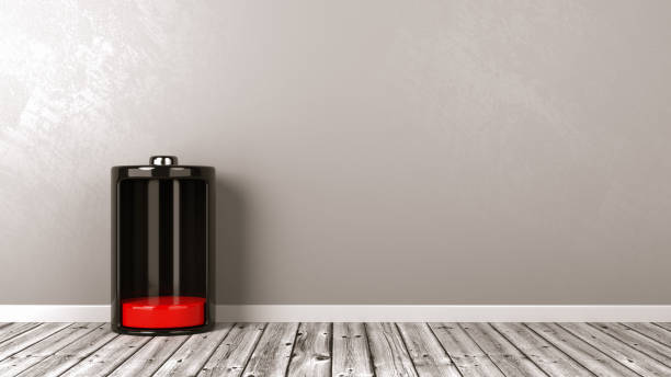 istock Battery Low on Wooden Floor 885411724