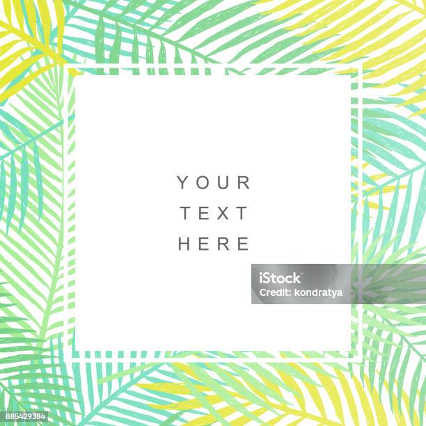 Tropical Leaves Background Modern Design Stock Illustration - Download Image Now - Summer, Leaving, Invitation