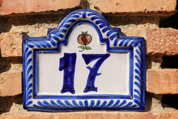 istock house address plate with number seventeen 885433276